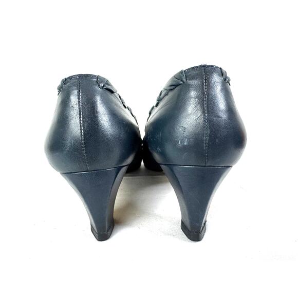 Vintage Leather Proxy Navy Leather Bow kitten heel size 8.5 - Picture 8 of 11